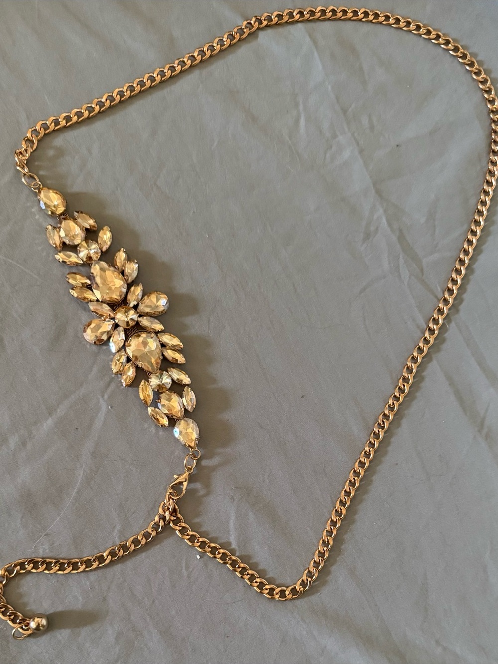 Champagne Crystal Cluster Necklace for Women